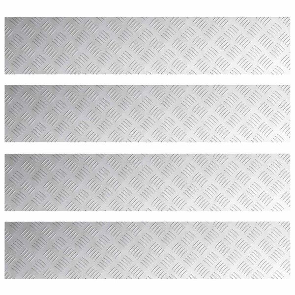 vidaXL Nez de marche Rectangulaire 4 pcs Argent&eacute; 100 x 20 cm Aluminium