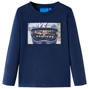 vidaXL T-shirt enfants manches longues m&eacute;lange bleu marine 104