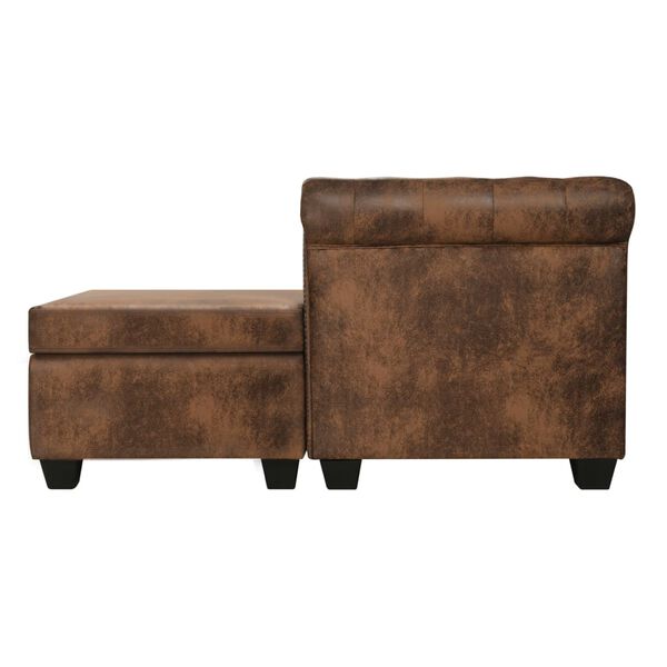 vidaXL Canap&eacute; Chesterfield en forme de L cuir daim artificiel marron