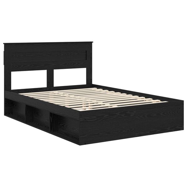 vidaXL Cadre de lit avec stockage Noir 160 x 200 cm Bois de pin massif
