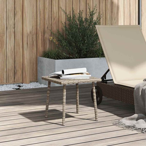 VidaXL Table basse de jardin rectangulaire gris clair r&eacute;sine tress&eacute;e