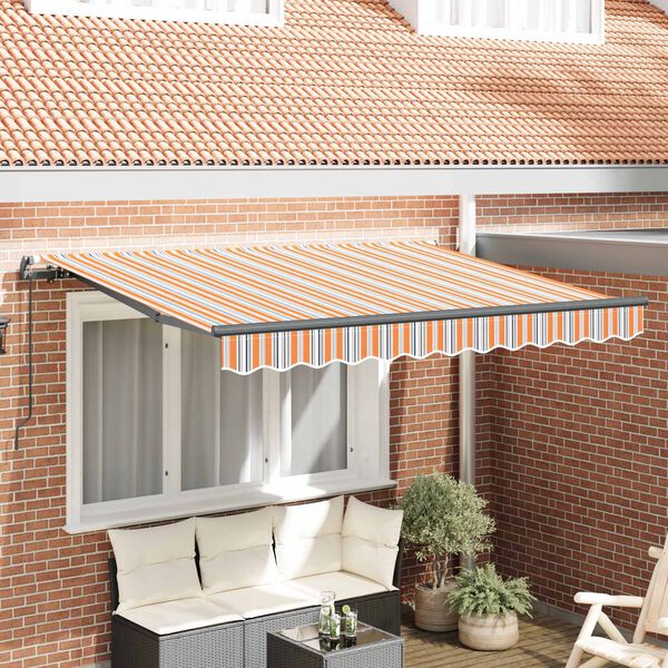 vidaXL Auvent R&eacute;tractable Bleu et Orange 250 x 200 cm tissu