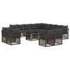 vidaXL Ensemble de canap&eacute; de jardin 14 pc Gris polyrotin