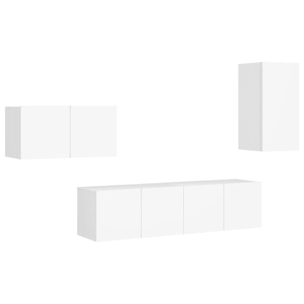 vidaXL Ensemble de meubles TV 4 pcs Blanc Bois d'ing&eacute;nierie