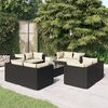 vidaXL Salon de jardin 9 pcs avec coussins R&eacute;sine tress&eacute;e Noir