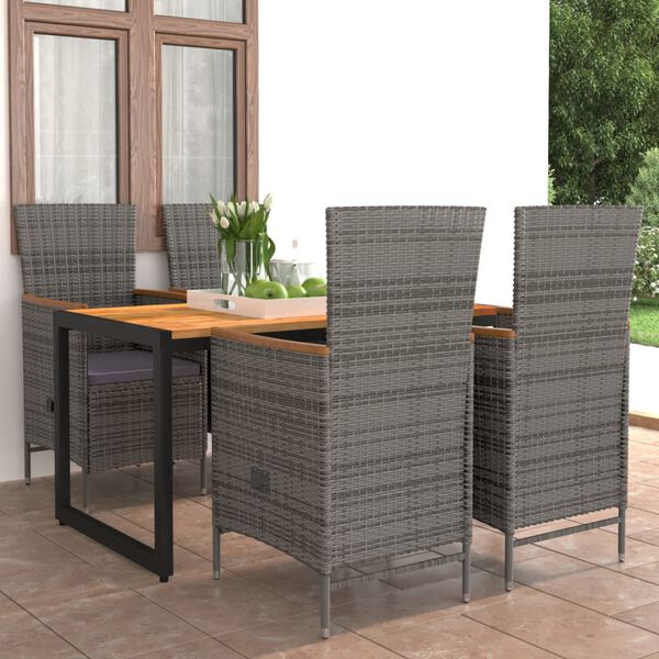 vidaXL Ensemble &agrave; manger de jardin 5 pcs gris