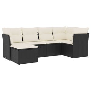 vidaXL Salon de jardin 6 pcs avec coussins noir r&eacute;sine tress&eacute;e