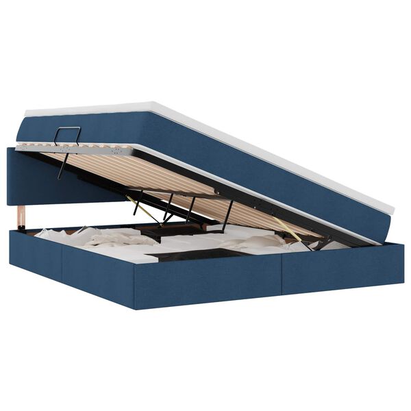 vidaXL Lit avec rangement et LED Bleu 180 x 200 cm Polyester