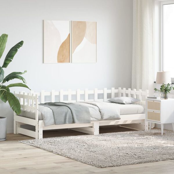 vidaXL Lit coulissant sans matelas blanc 2x(90x190) cm bois massif