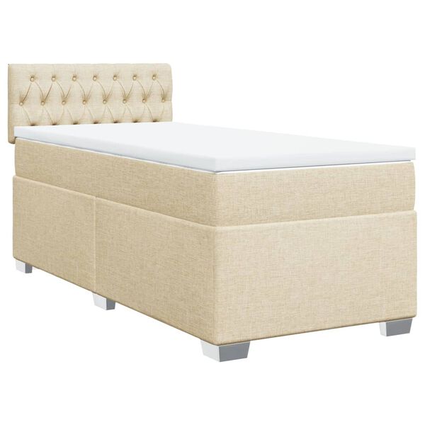 vidaXL Sommier &agrave; lattes de lit avec matelas Cr&egrave;me 80x200 cm Tissu