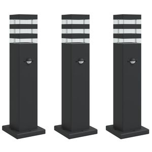 vidaXL Lampadaires d'ext&eacute;rieur avec capteur 3 pcs noir 50 cm aluminium