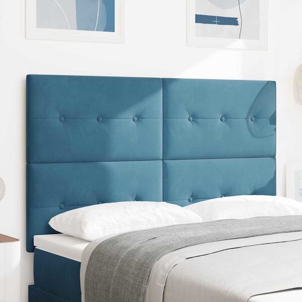 vidaXL T&ecirc;te de lit avec t&ecirc;te de lit Bleu fonc&eacute; 144 cm Cuir synth&eacute;tique