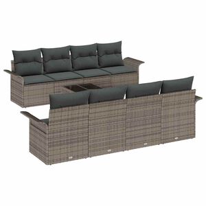 vidaXL Ensemble de canap&eacute; de jardin 9 pc 8-Nombre de places Gris