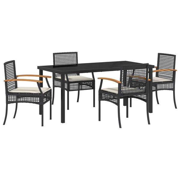 vidaXL Ensemble de salle &agrave; manger pour jardin 5 pcs Noir polyrotin