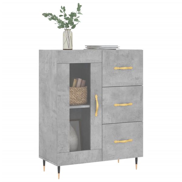 vidaXL Buffet gris b&eacute;ton 69,5x34x90 cm bois d'ing&eacute;nierie
