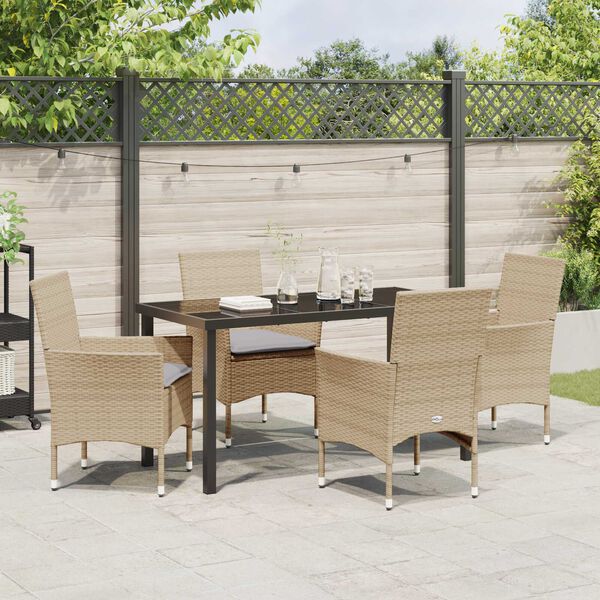 vidaXL Ensemble de salle &agrave; manger pour jardin 5 pcs Beige polyrotin