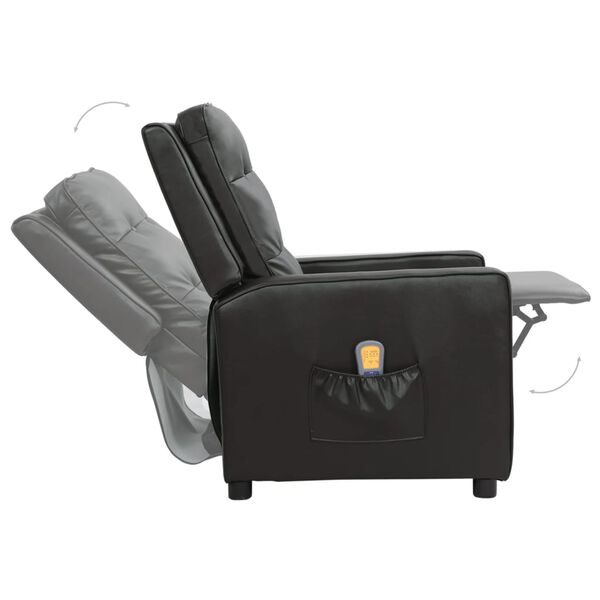vidaXL Fauteuil de massage Noir Similicuir brillant