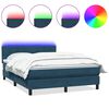 vidaXL Sommier &agrave; lattes de lit et matelas et LED bleu fonc&eacute; 160x210cm velours