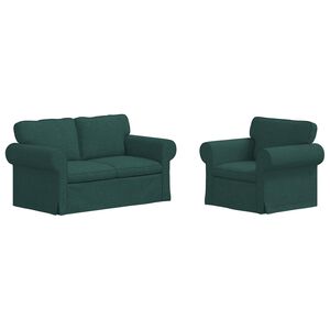 vidaXL Canap&eacute; 2 pcs Vert fonc&eacute; 155 x 82 x 80 cm tissu