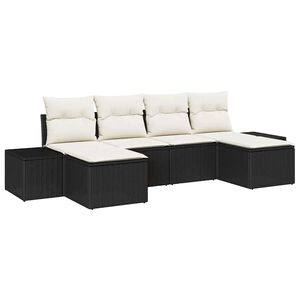 vidaXL Ensemble de canap&eacute; de jardin 4 pcs Noir et Cr&egrave;me polyrotin