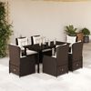 vidaXL Ensemble &agrave; manger de jardin et coussins 7 pcs marron rotin