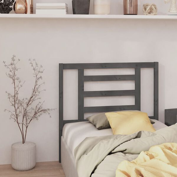 vidaXL T&ecirc;te de lit Gris 96x4x100 cm Bois massif de pin
