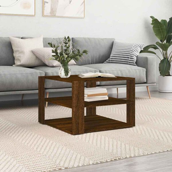vidaXL Table basse ch&ecirc;ne marron 58x58x40 cm bois d'ing&eacute;nierie