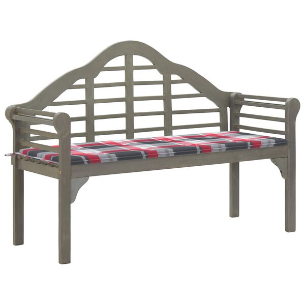 vidaXL Banc de jardin avec coussin 135 cm Bois d'acacia massif Gris