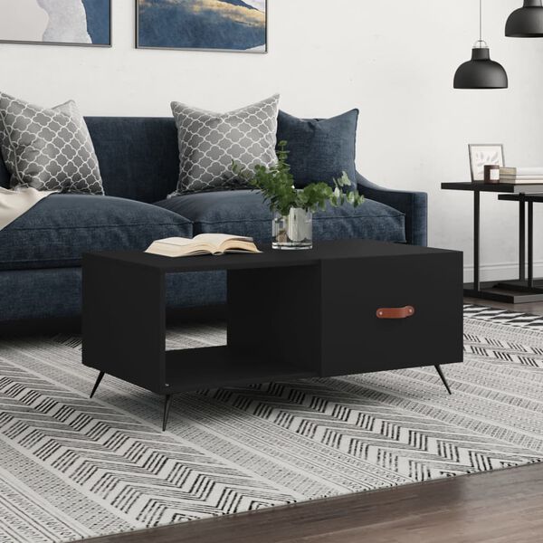 vidaXL Table basse noir 90x50x40 cm bois d'ing&eacute;nierie