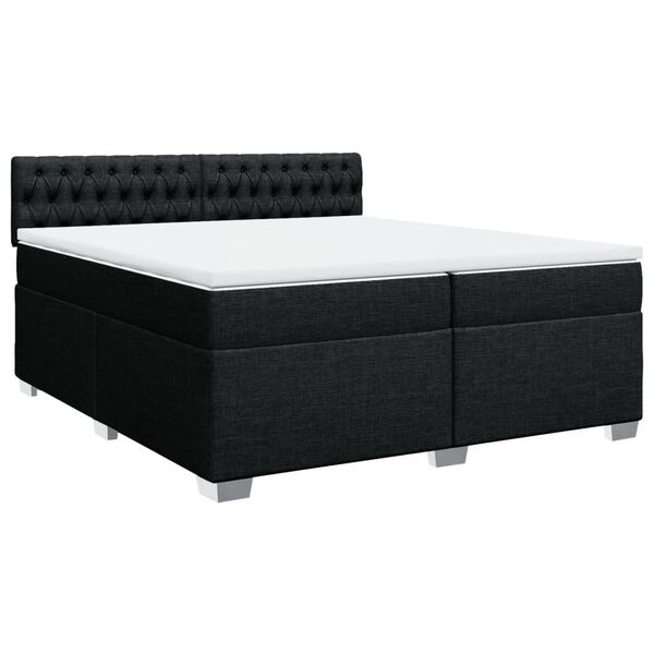 vidaXL Sommier &agrave; lattes de lit avec matelas Noir 200x200 cm Tissu