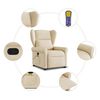 vidaXL Fauteuil inclinable de massage Cr&egrave;me Tissu