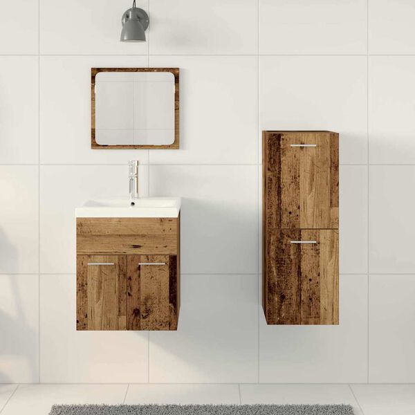vidaXL Ensemble de mobilier de salle de bain 3 pcs Bois Ancien