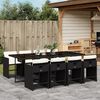vidaXL Ensemble &agrave; manger de jardin 9pcs coussins noir r&eacute;sine tress&eacute;e