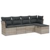 vidaXL Salon de jardin 5 pcs avec coussins gris clair r&eacute;sine tress&eacute;e