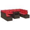 vidaXL Ensemble de canap&eacute; de jardin 10 pi&egrave;ces Marron et rouge