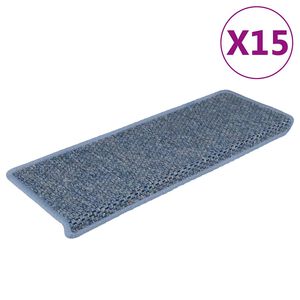 vidaXL Tapis d'escalier autocollants 15 pcs 65x21x4 cm Bleu