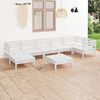 vidaXL Salon de jardin 8 pcs Bois de pin massif Blanc