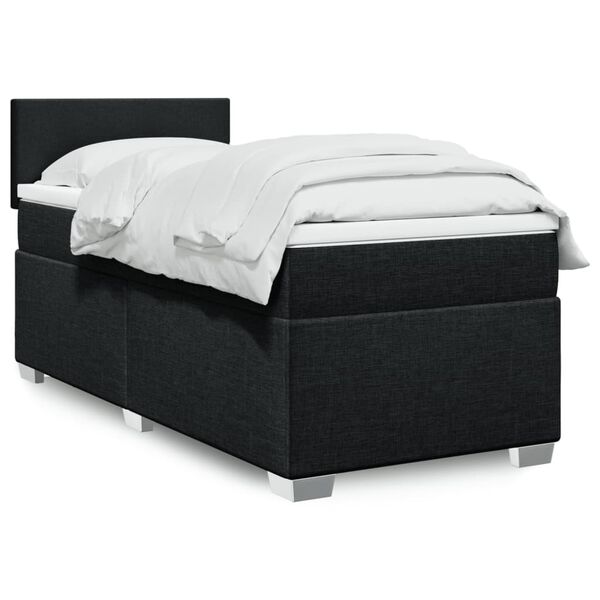 vidaXL Sommier &agrave; lattes de lit et matelas Noir 80x200 cm Tissu