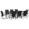 vidaXL Ensemble de salle &agrave; manger pour jardin 9 pc Noir Acier