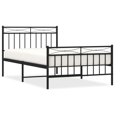 vidaXL Cadre de lit métal sans matelas et pied de lit noir 100x200 cm