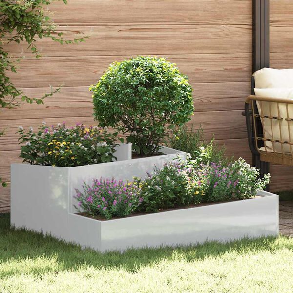 vidaXL Cache-pot de jardin Argent 100 x 100 x 50 cm Acier galvanis&eacute;
