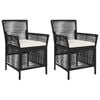 vidaXL Chaise d'Ext&eacute;rieur 2 pc Noir et Cr&egrave;me polyrotin