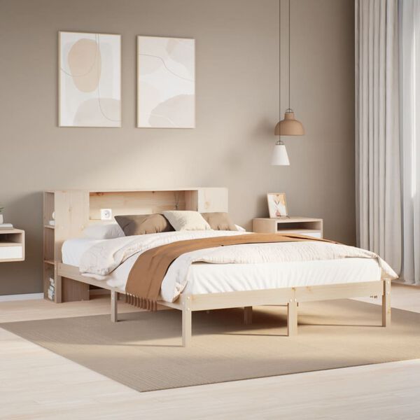 vidaXL Lit biblioth&egrave;que sans matelas 140x190 cm bois de pin massif