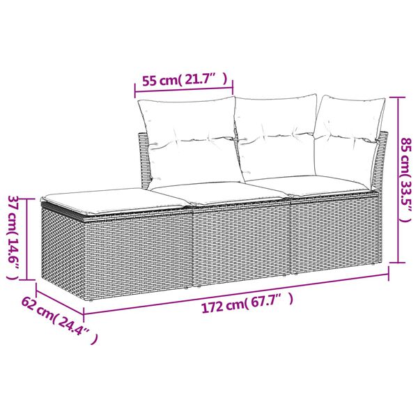 vidaXL Salon de jardin avec coussins 3 pcs marron r&eacute;sine tress&eacute;e