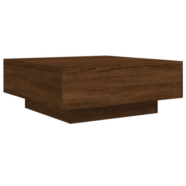 vidaXL Table basse avec lumi&egrave;res LED ch&ecirc;ne marron 80x80x31 cm