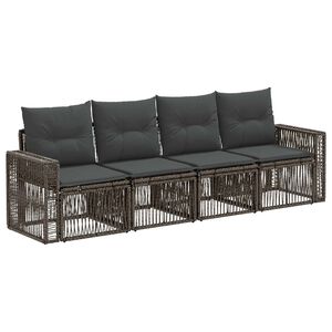 vidaXL Ensemble de canap&eacute; de jardin 4 pc Gris et Gris fonc&eacute; polyrotin