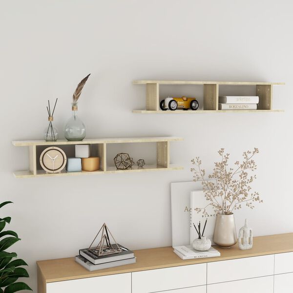 vidaXL &Eacute;tag&egrave;res murales 2 pcs Ch&ecirc;ne sonoma 105x18x20cm bois ing&eacute;nierie