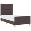 vidaXL Cadre de lit avec t&ecirc;te de lit Marron fonc&eacute; 90 x 200 cm tissu