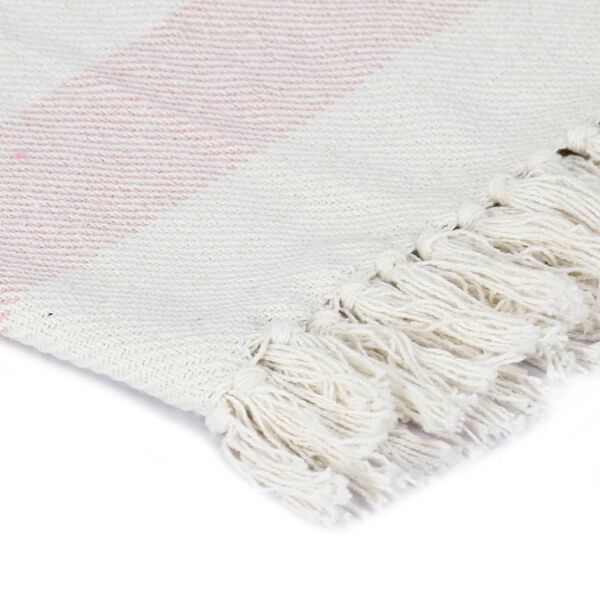 vidaXL Couverture Coton Rayures 125x150 cm Vieux rose