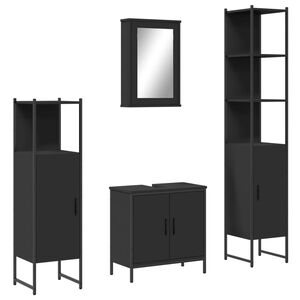vidaXL Ensemble de meubles salle de bain 4 pcs noir bois d'ing&eacute;nierie